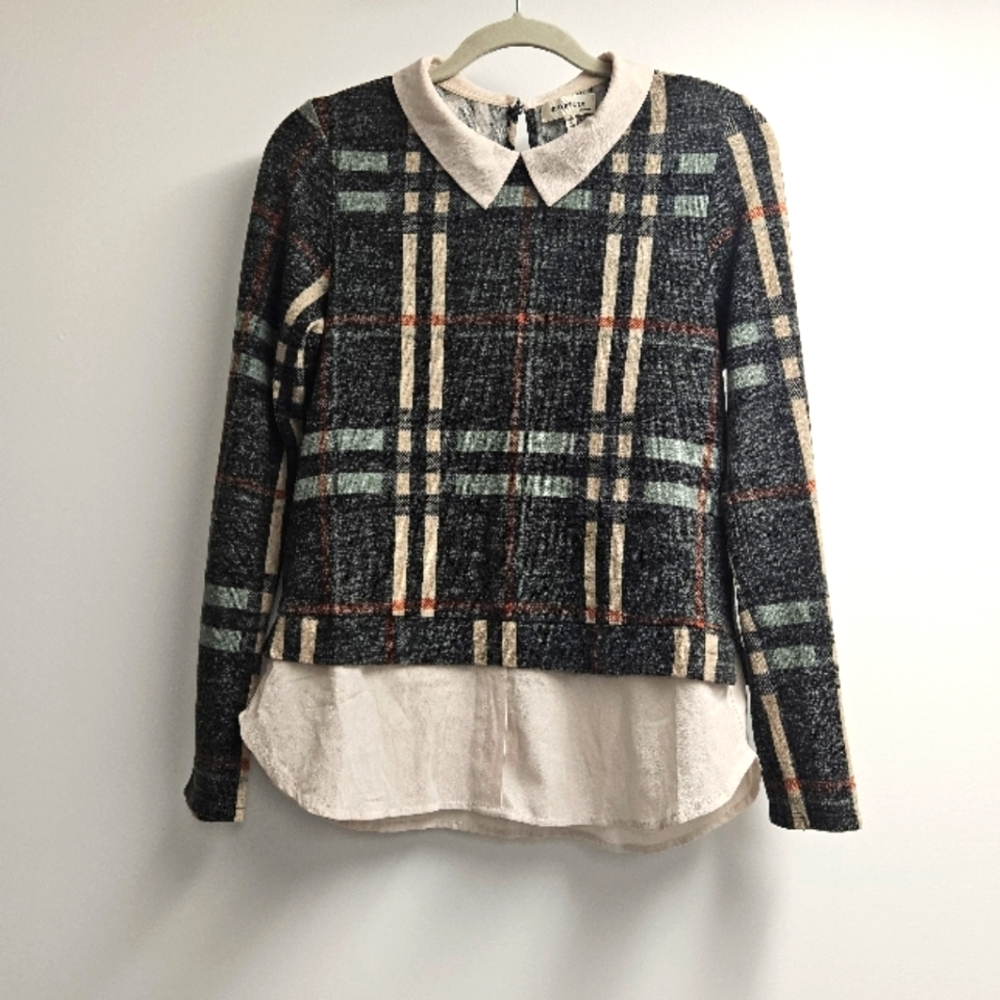 Monteau Plaid Layered Collar Shirt